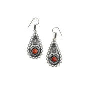 Tanvi Collection Earrings - Silver Teardrop with Goldstone
