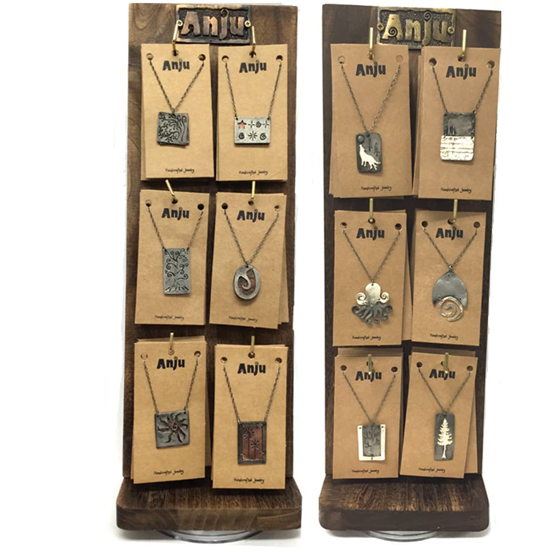 Double Sided Wooden Spinner Display - 6 Hooks On Each Side