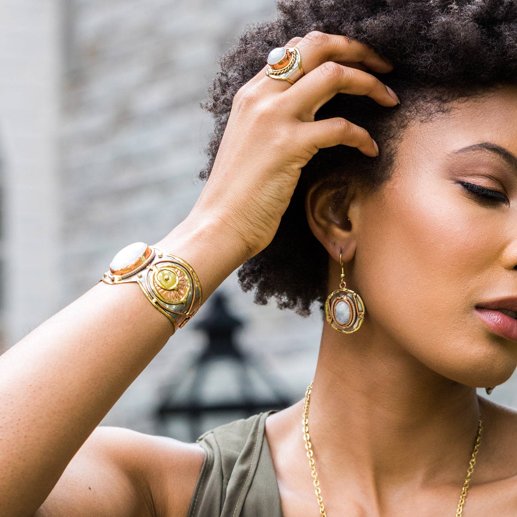 Semi Precious Stone Earrings Prepack With Slotted Display