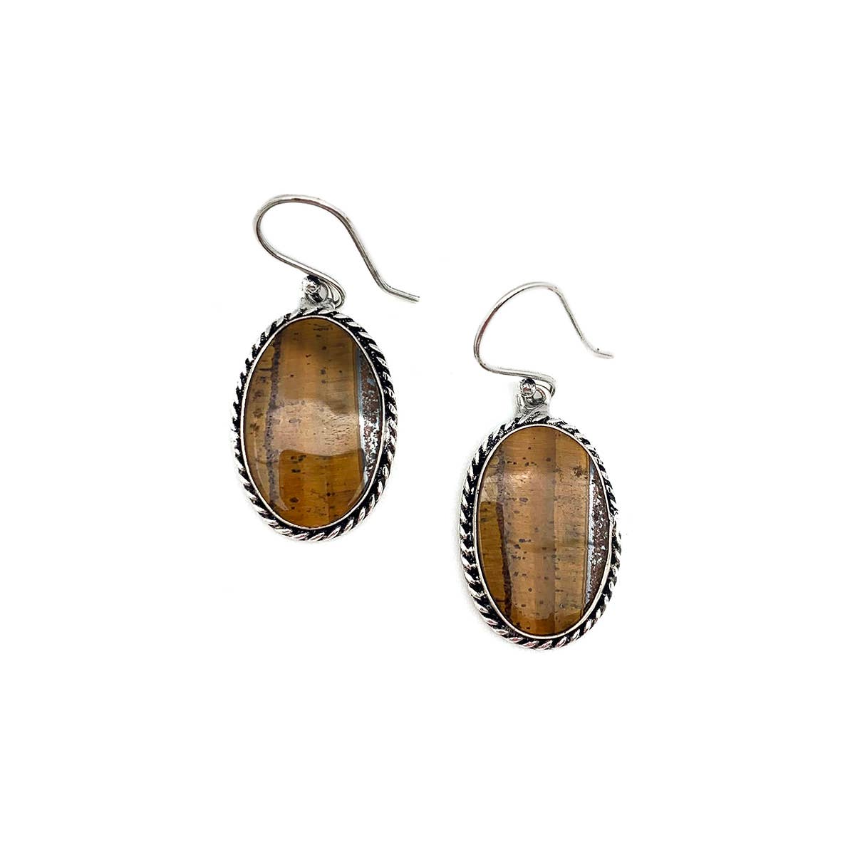 Handcrafted Kashi Semiprecious Stone Earrings - Tigereye