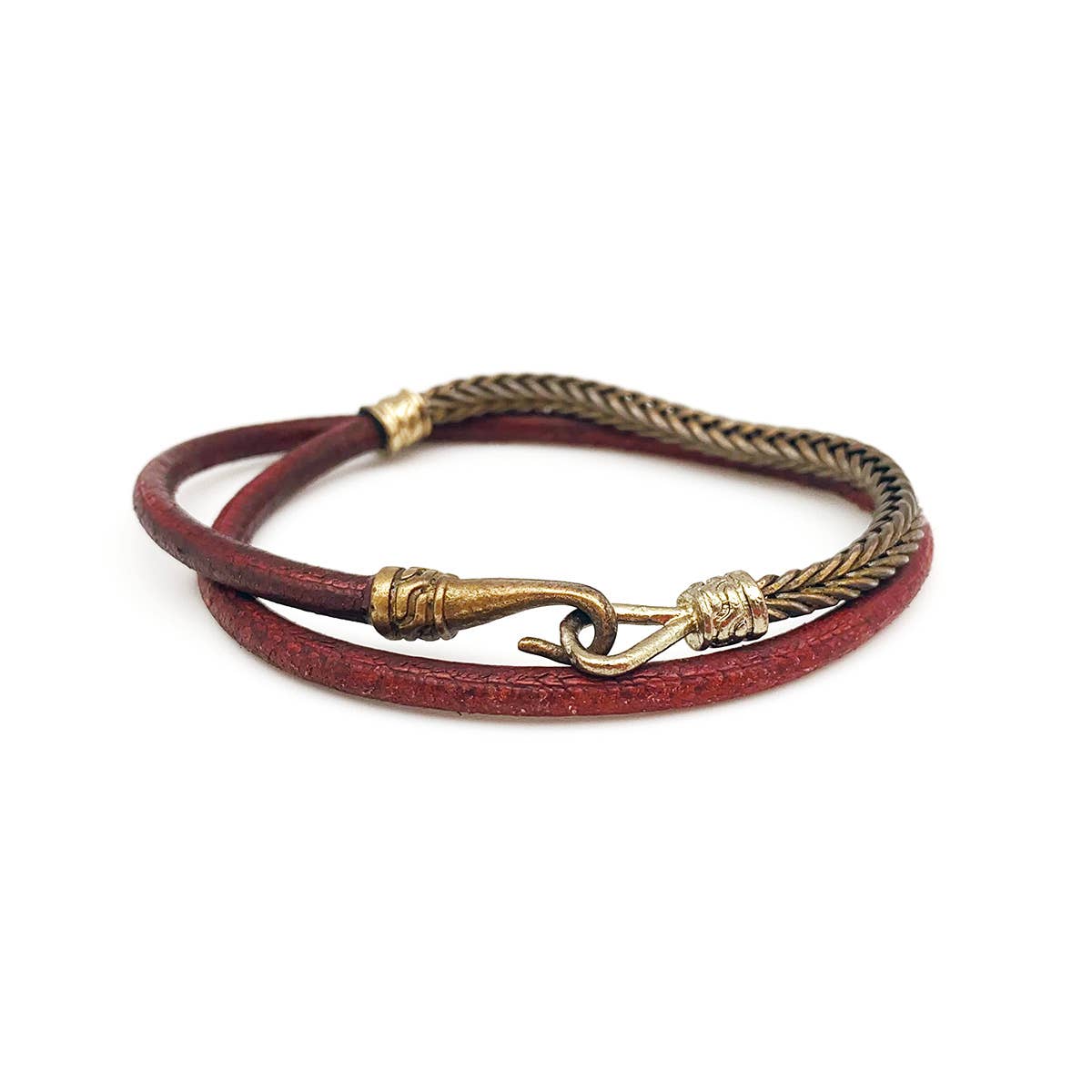 Aadi Burgundy Cord Snake Chain Hook Closure Bracelet