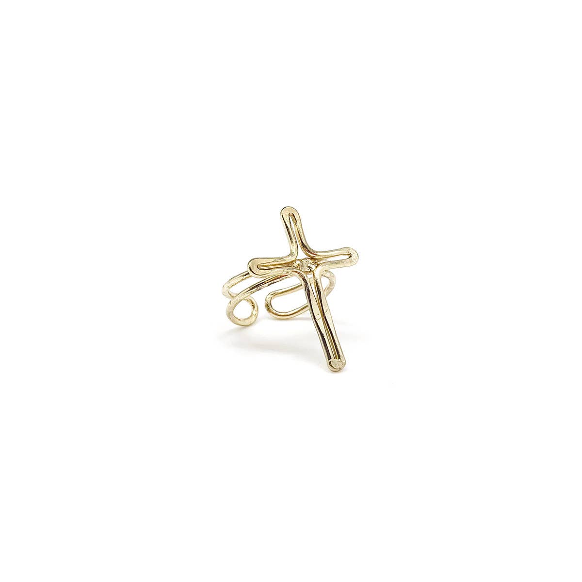 Gold Plated Adjustable Ring - Cross