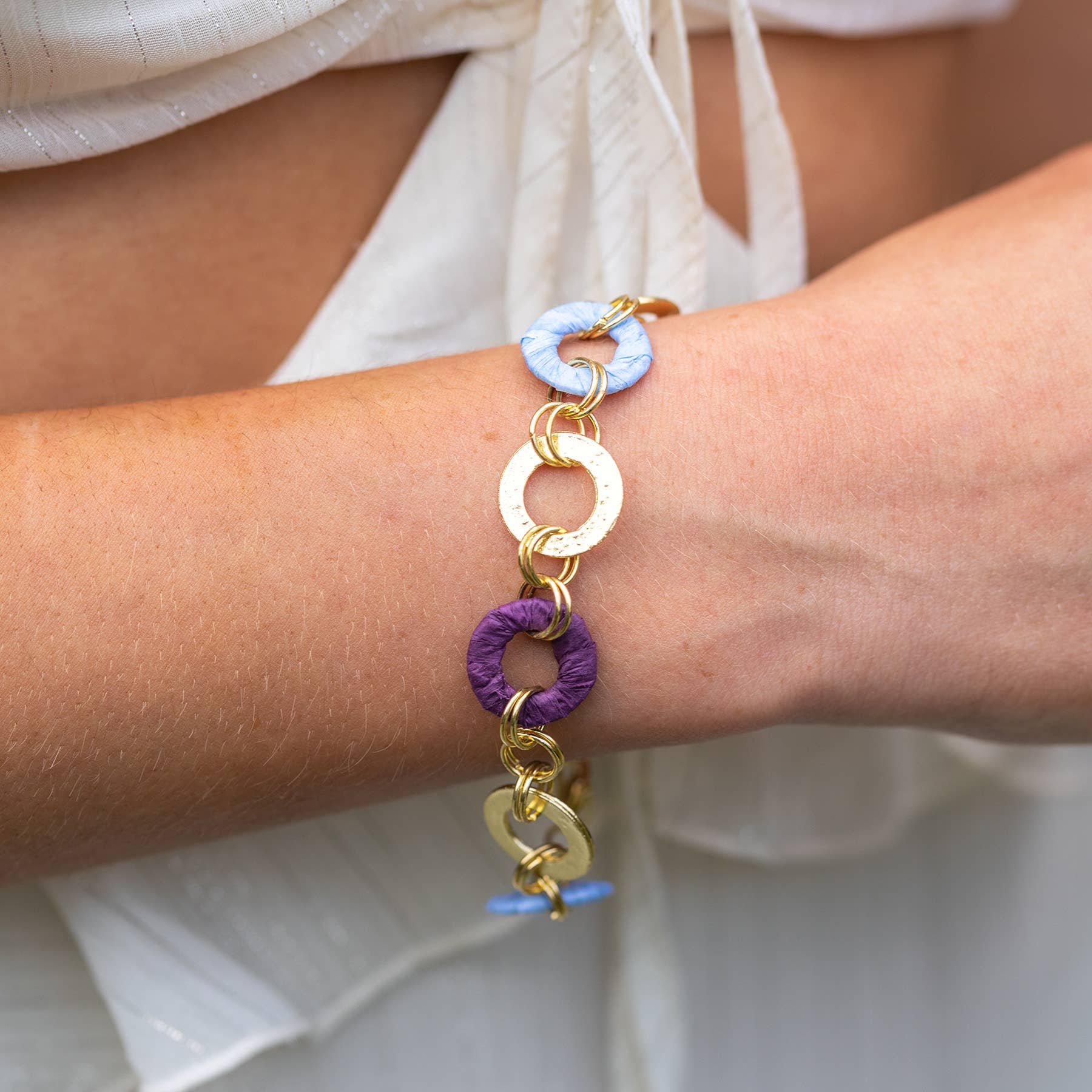 Raffia Rings Bracelet Prepack - 12 Assorted Bracelets