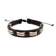 Aadi Cream & Tan Twine Brown Leather Pull Tie Men's Bracelet
