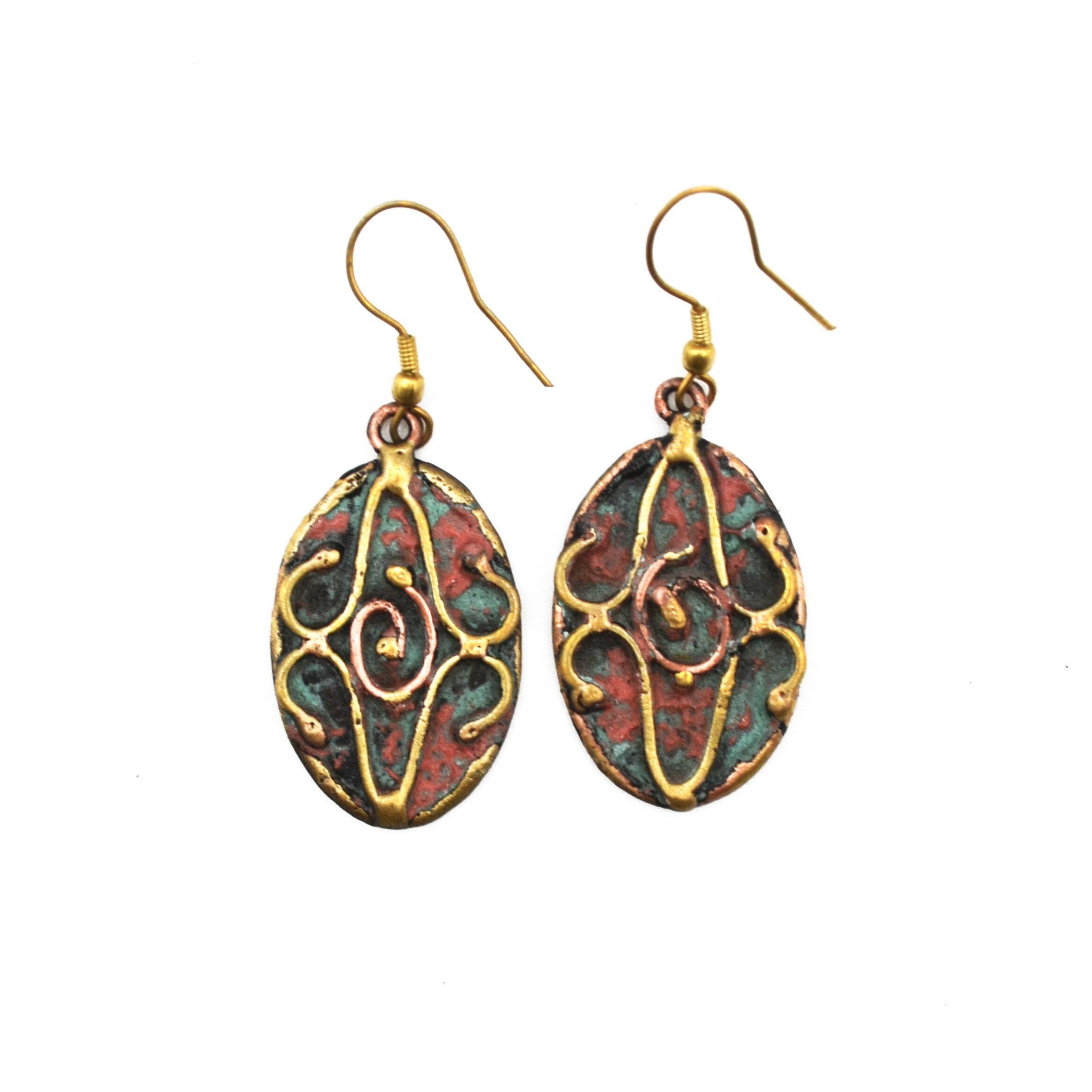 Brass Patina Curled Vs Earrings