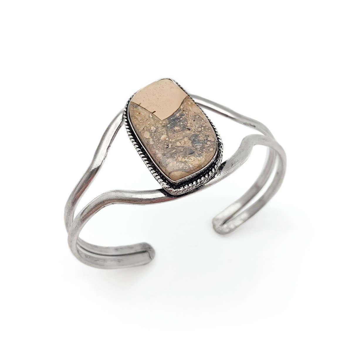 Handcrafted Kashi Semiprecious Stone Cuff - Maligano Jasper