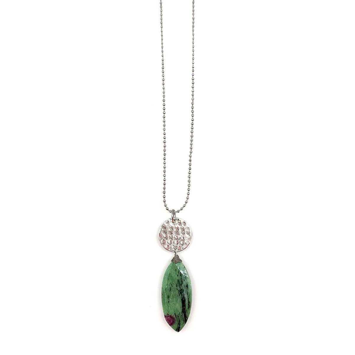 Akriti Silver and Large Faceted Ruby Ziosite Necklace