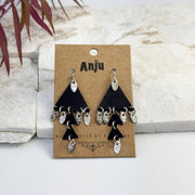 Handcrafted Black Patina Triangle Dangle Earrings