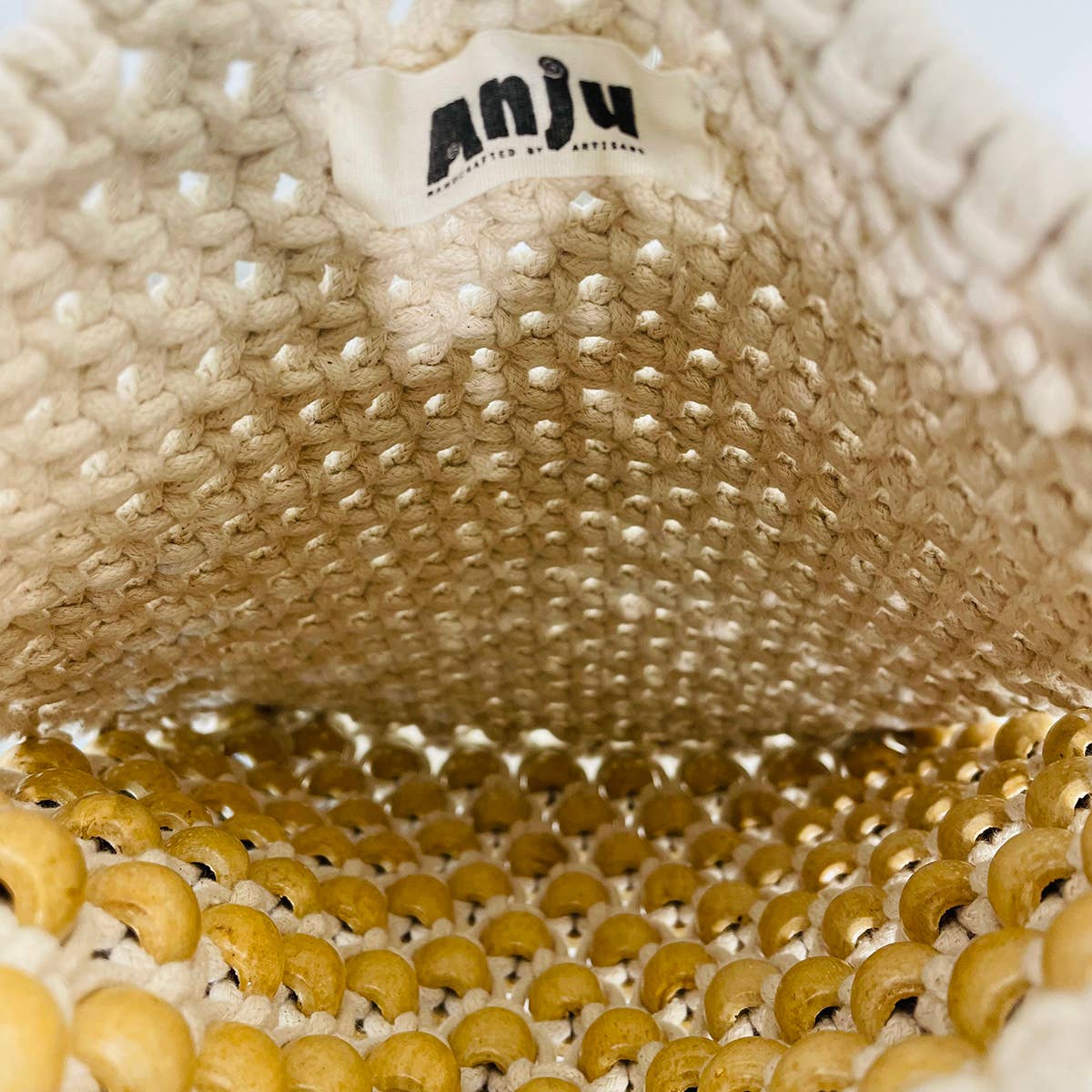 Coco Bag - Cotton Macrame sling bag with wood beads