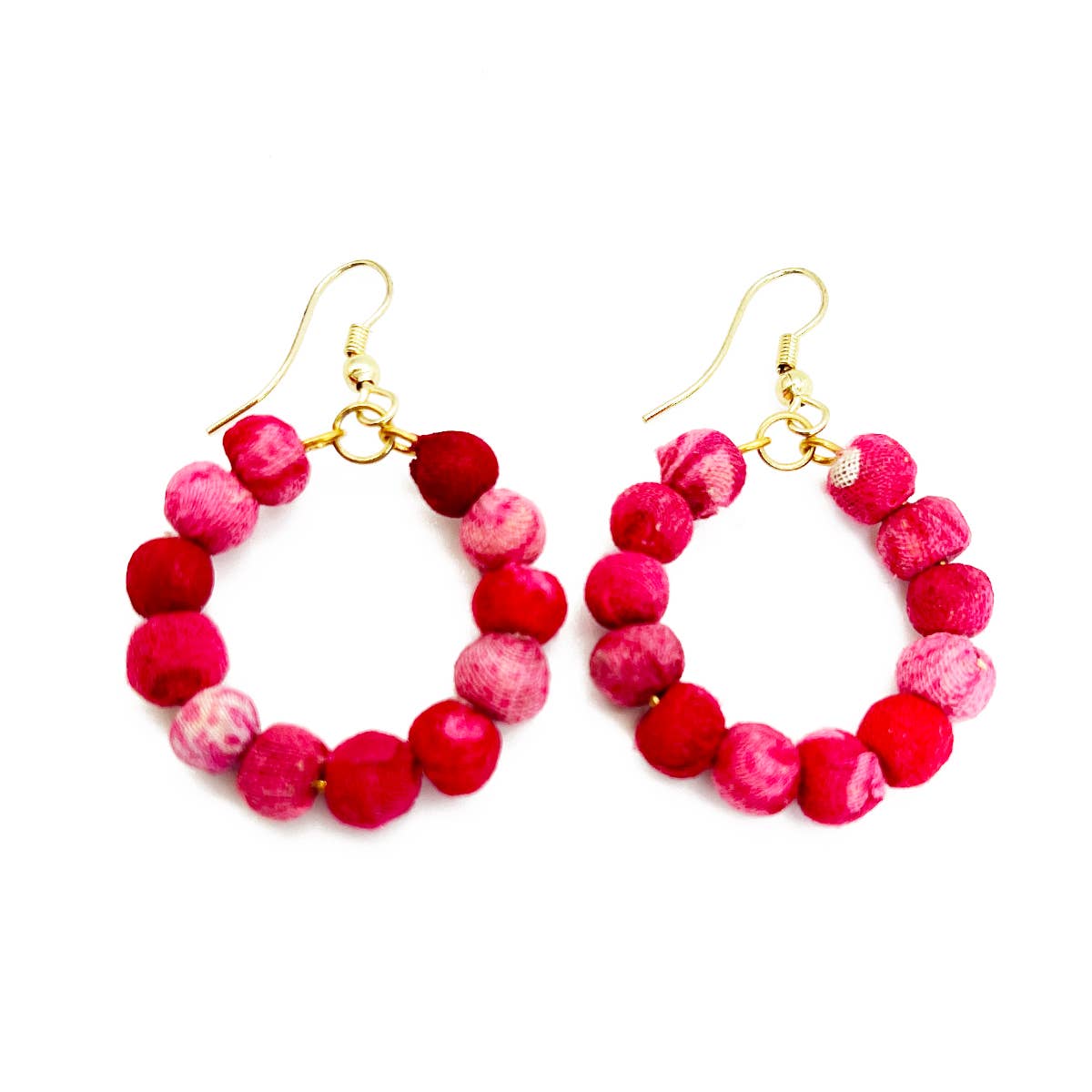 Aasha Blush Small Hoop Kantha Handcrafted Earrings