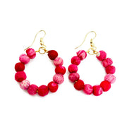 Aasha Blush Small Hoop Kantha Handcrafted Earrings