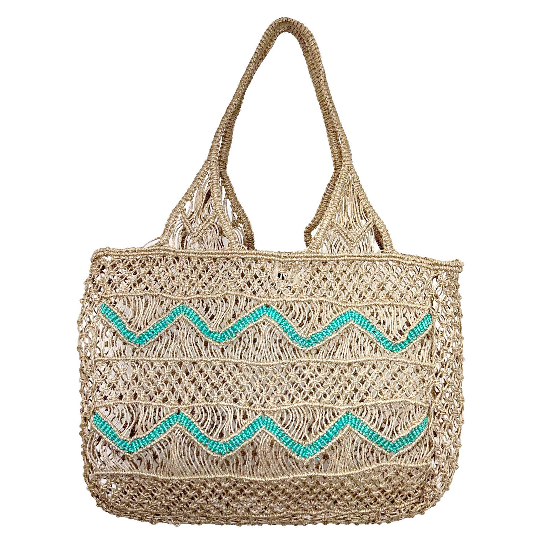 Leona Chevron Woven Jute Beach Bags