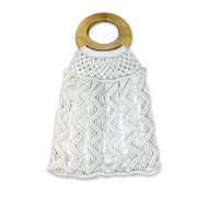 Coco Bag - Cotton Macrame Handbag with light Wood Handle