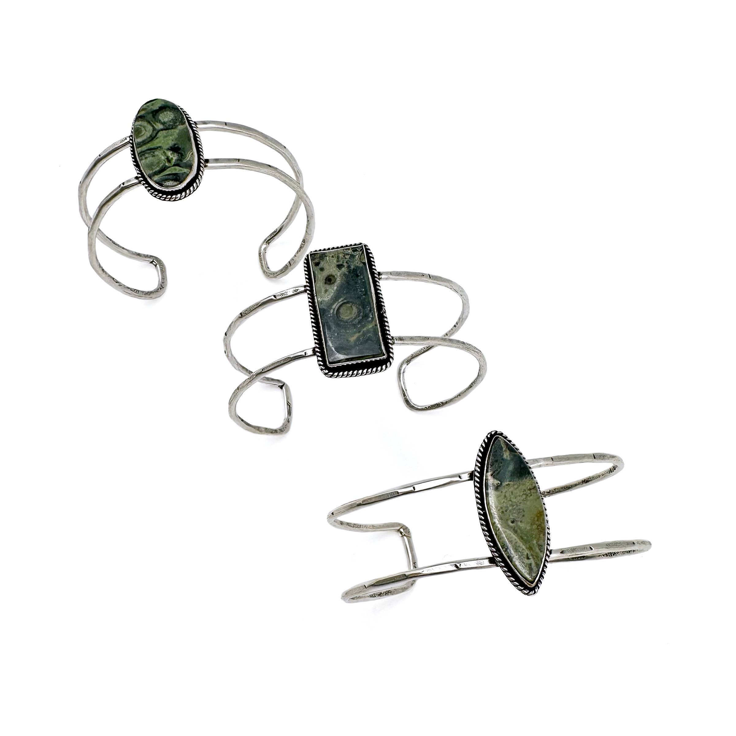 Handcrafted Kashi Semiprecious Stone Cuff - Kambaba Jasper