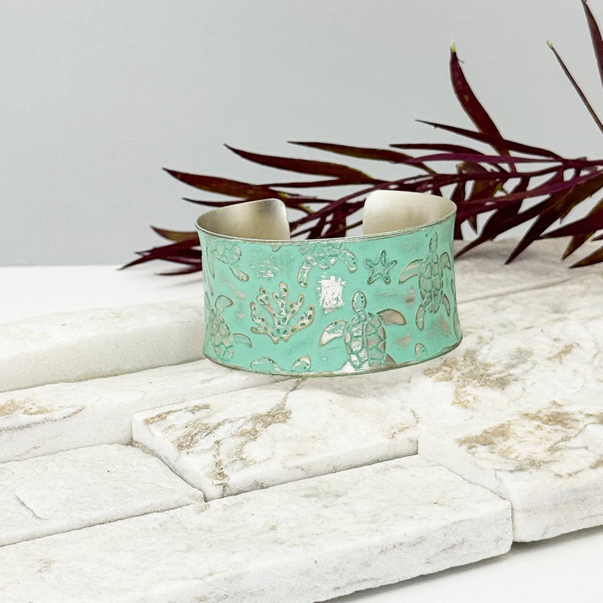 Handcrafted Mint Green Sea Life Patina Bracelet