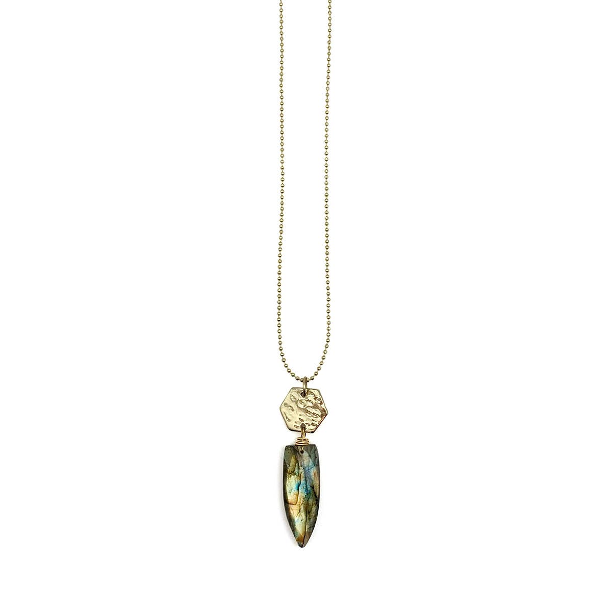Akriti Gold and Large Faceted Labradorite Necklace