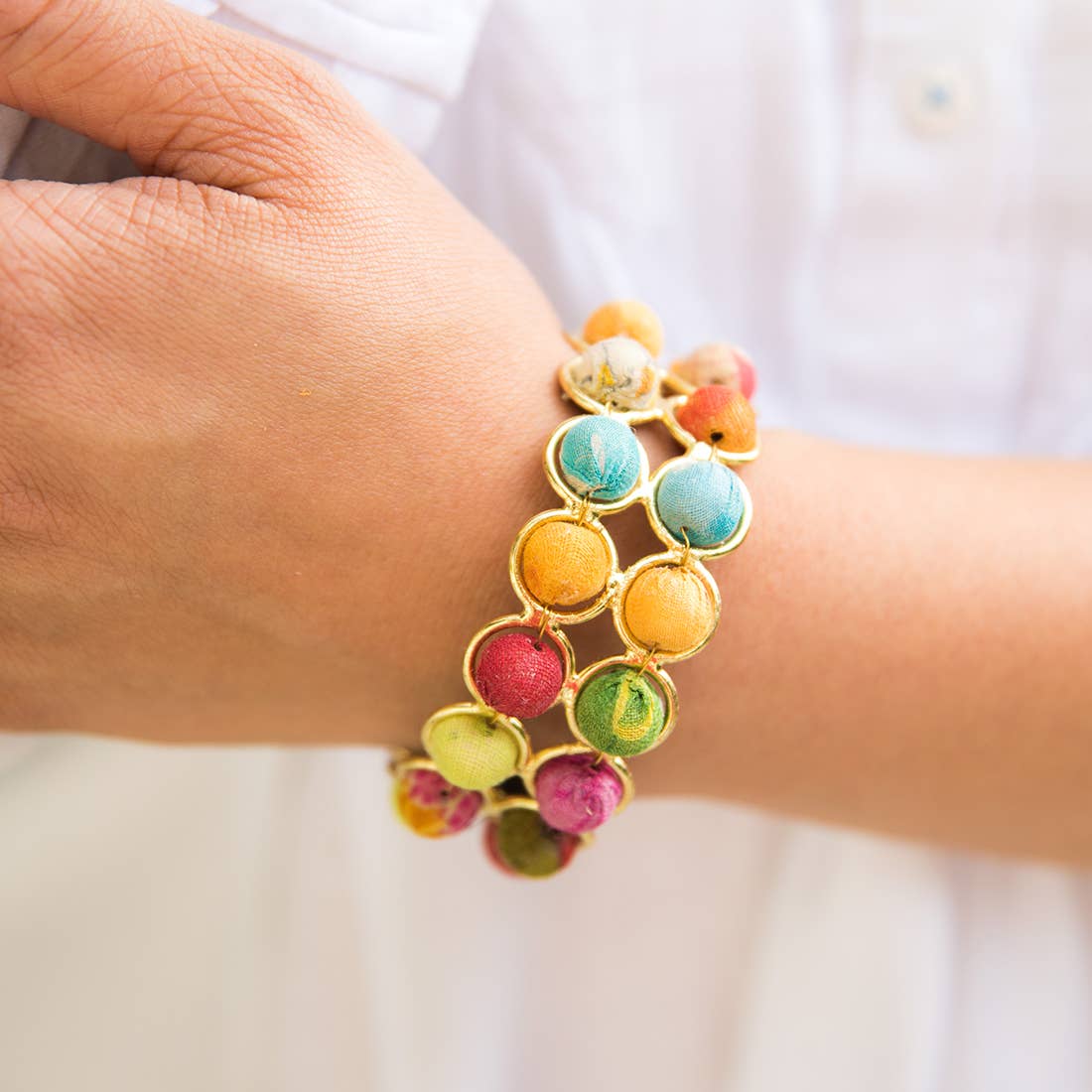 Aasha Kantha Brass Frame Handcrafted Bracelet