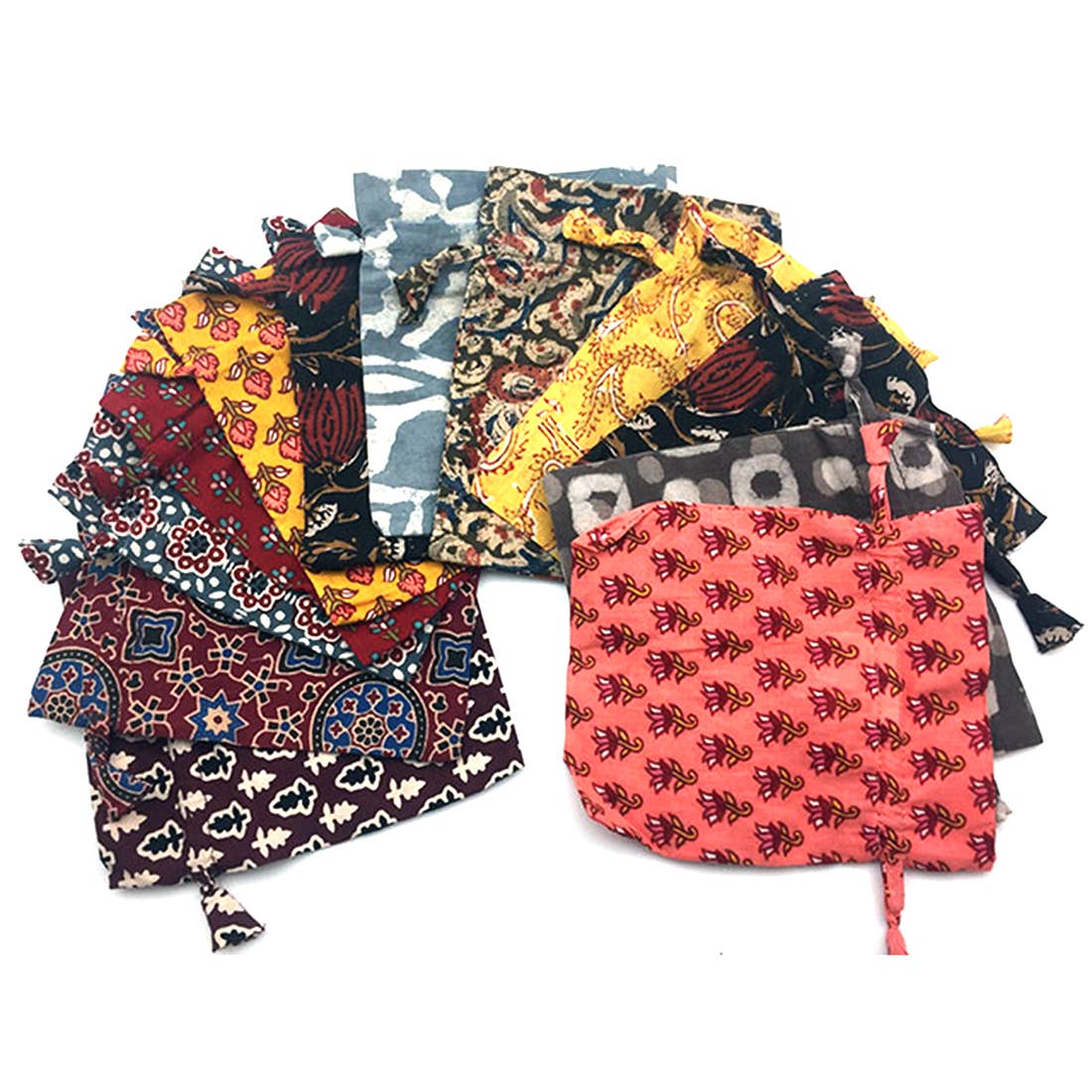 100% Cotton Drawstring Pouches - Set of 12