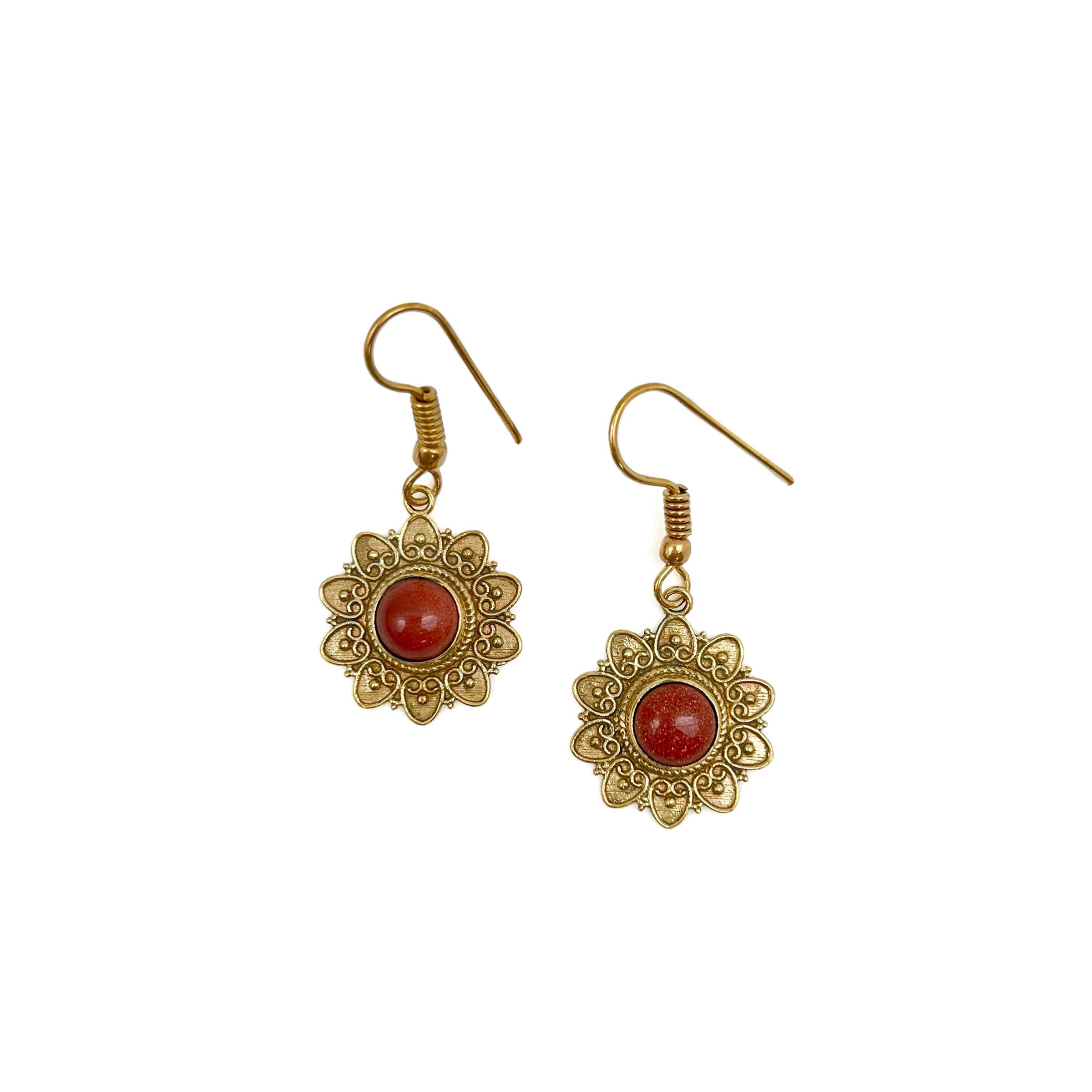 Tanvi Collection Earrings - Gold Sun with Goldstone