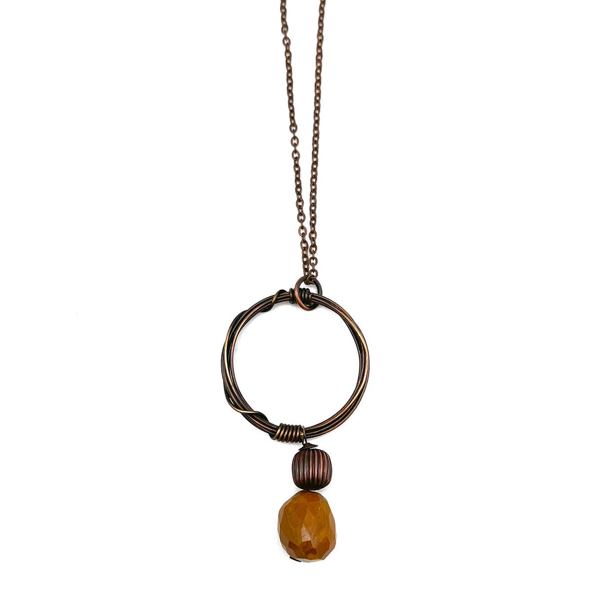 Banjara Antiqued Ring Necklace with Camel Jasper Stone