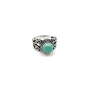 Tanvi Collection Ring - Silver Circle with Amazonite
