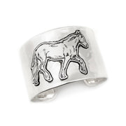 Silver Plated Adjustable Cuff Bracelet - Horse