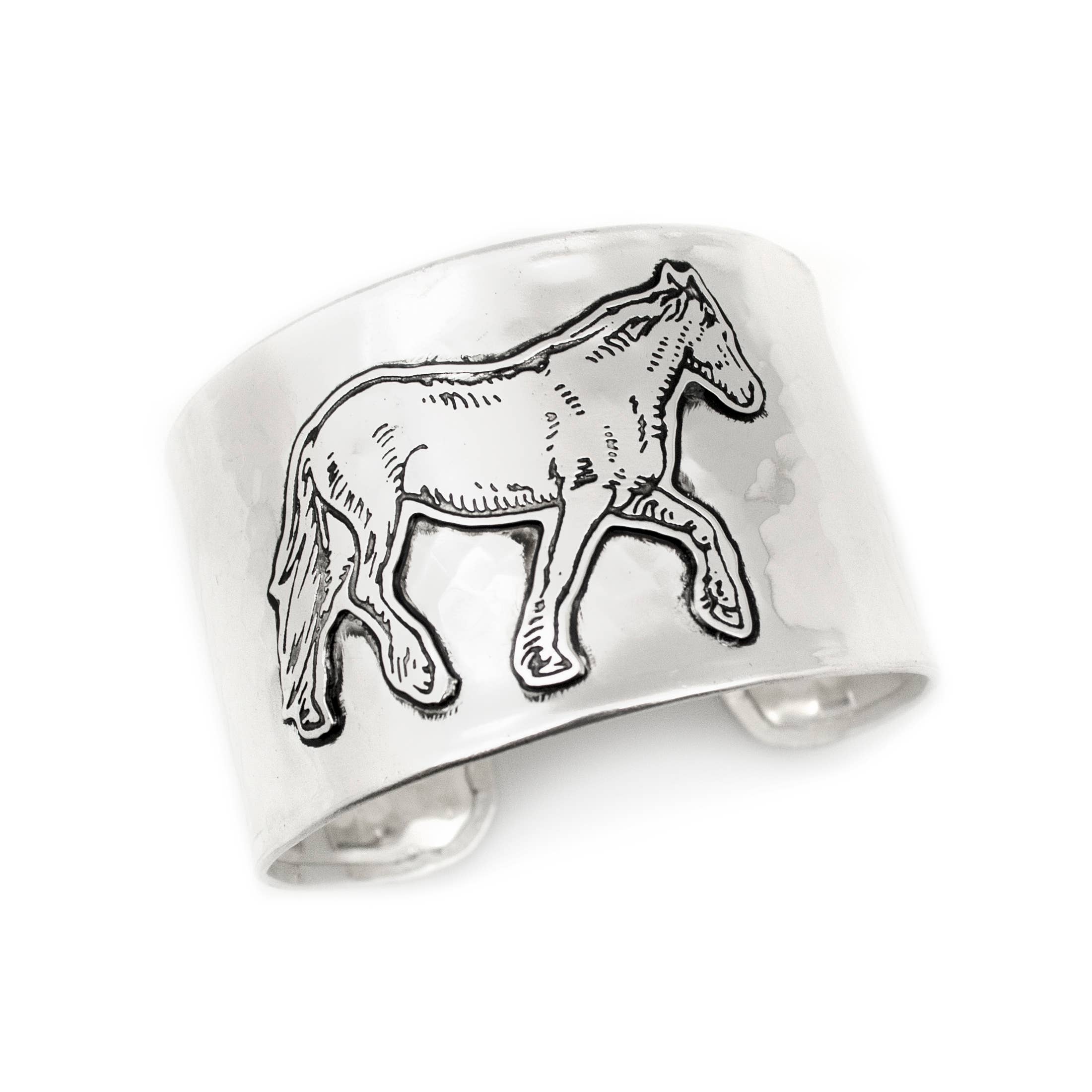 Silver Plated Adjustable Cuff Bracelet - Horse