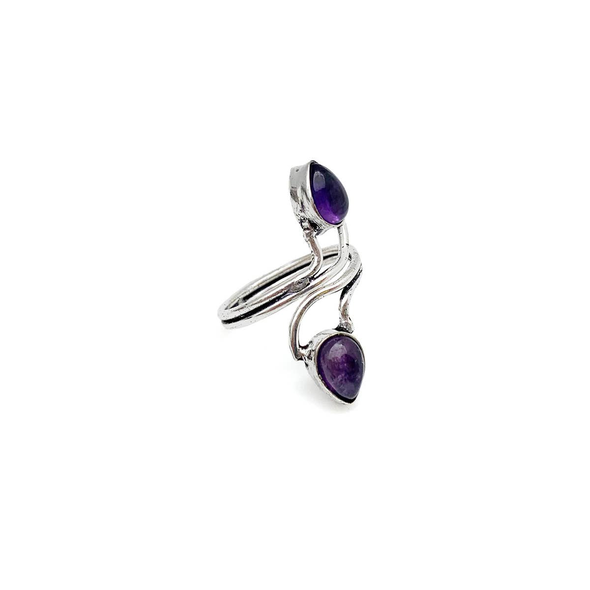 Tanvi Collection Ring - Silver with Double Amethyst