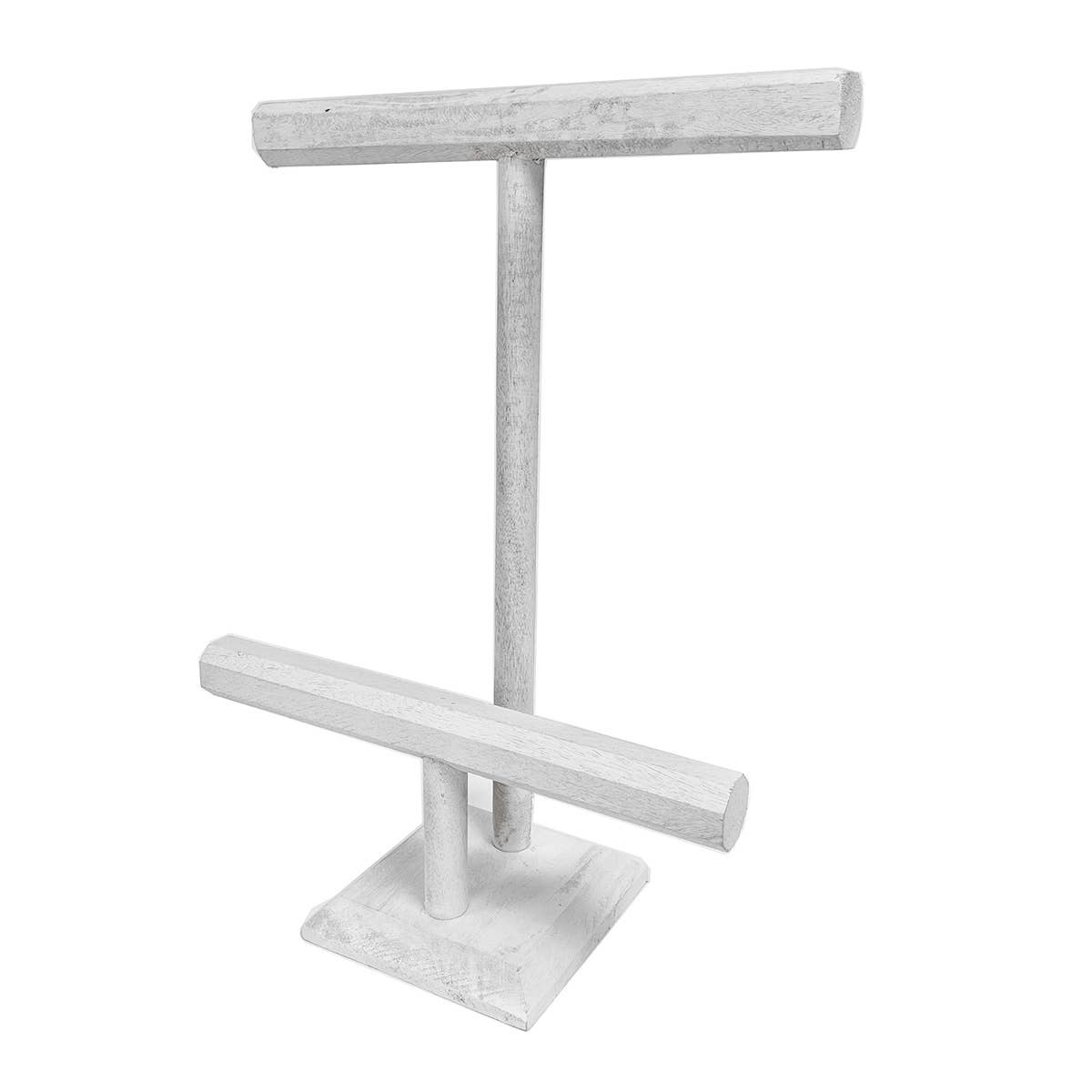 Tall Dual Hexagon T-Bar Wooden Display - White