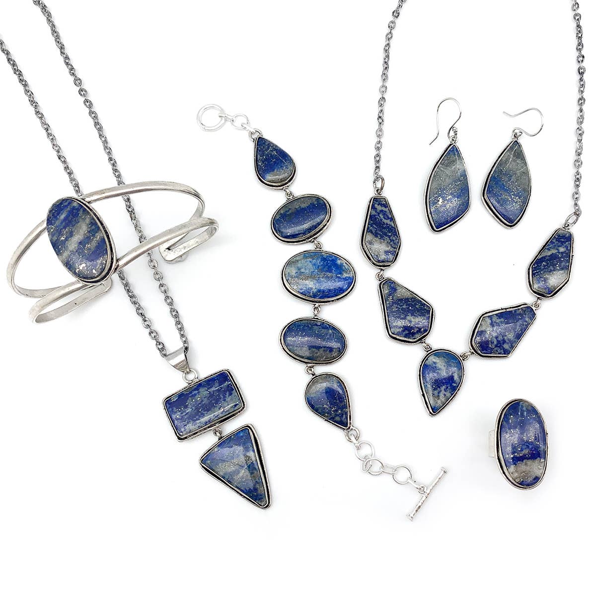 Handcrafted Kashi Semiprecious Stone Bib Necklace - Lapis