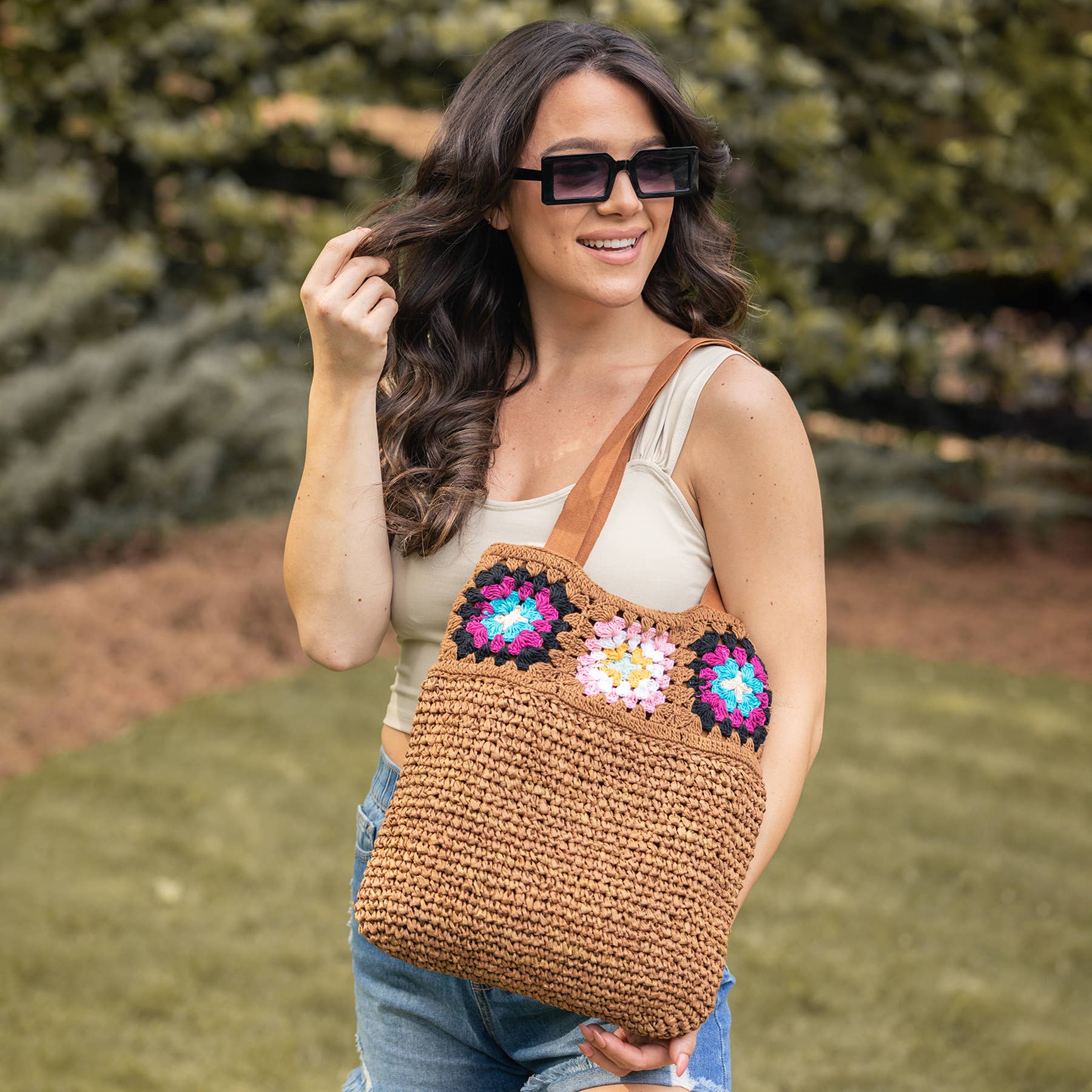 Nola Cotton Crochet and Raffia Shoulder Bags