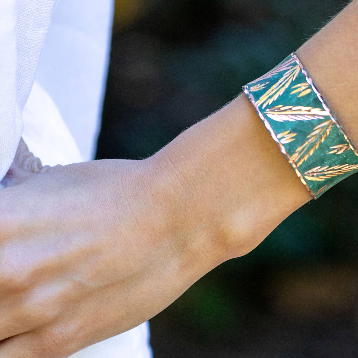 Patina Engraved Copper Earring and Cuff PrePack w. Display