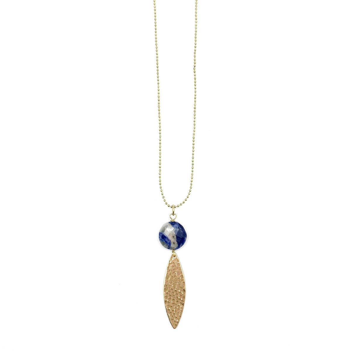 Akriti Gold and Medium Faceted Sodalite Necklace