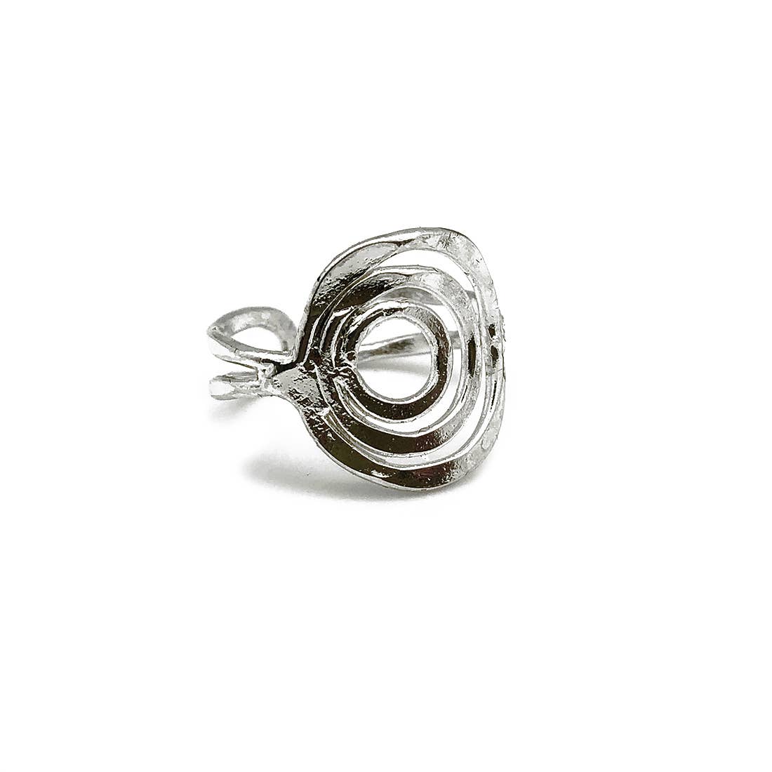 Silver Plated Adjustable Ring - Three Layered Circles