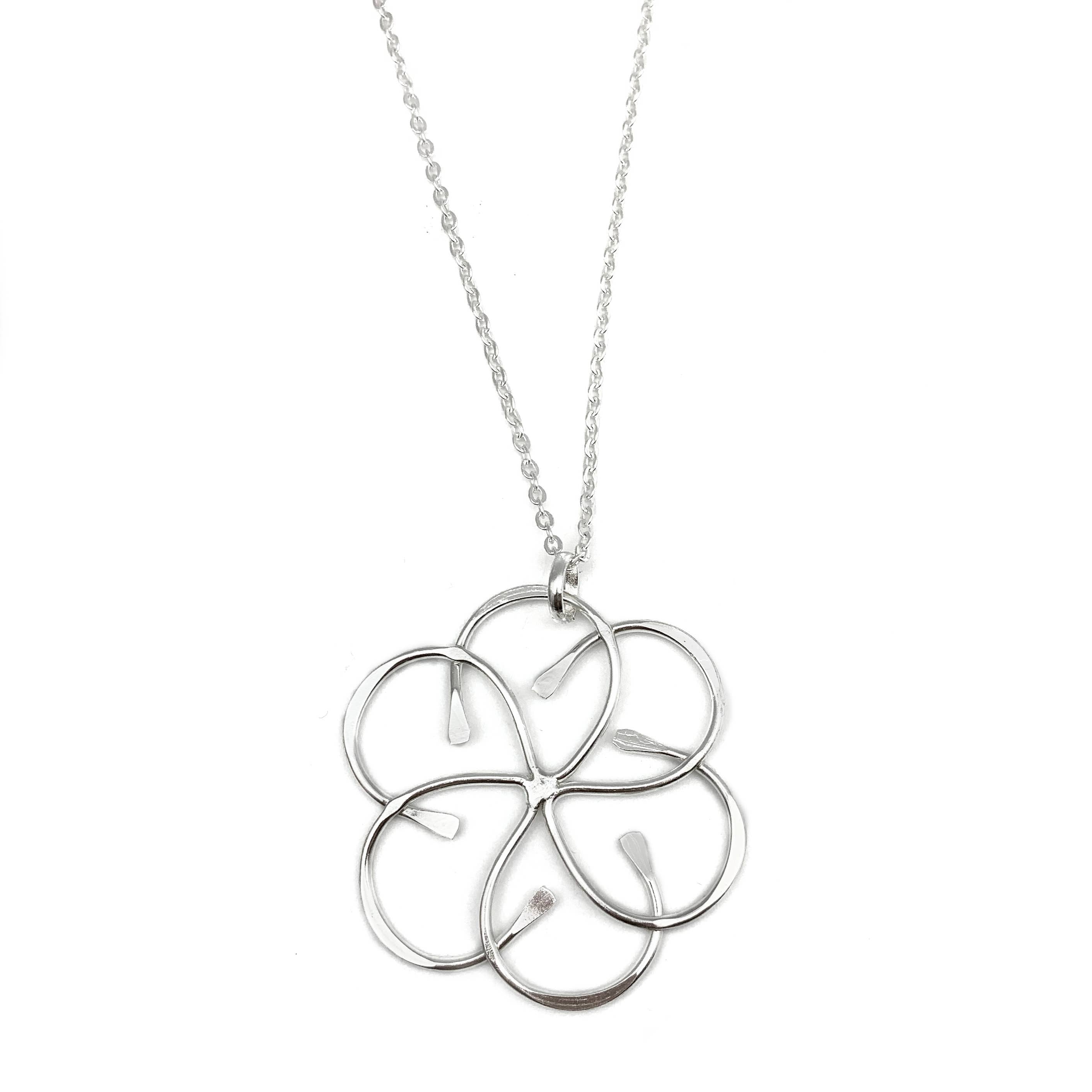 Silver Plated Pendant Necklace - Abstract Flower