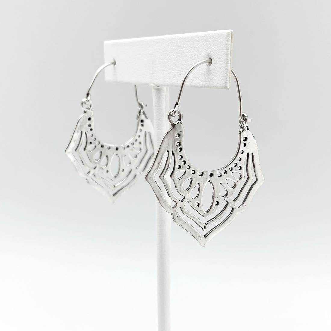 Tanvi Collection Earrings - Silver Openwork Petal
