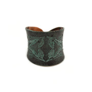 Leaves Mirrored Print Copper Patina Ring