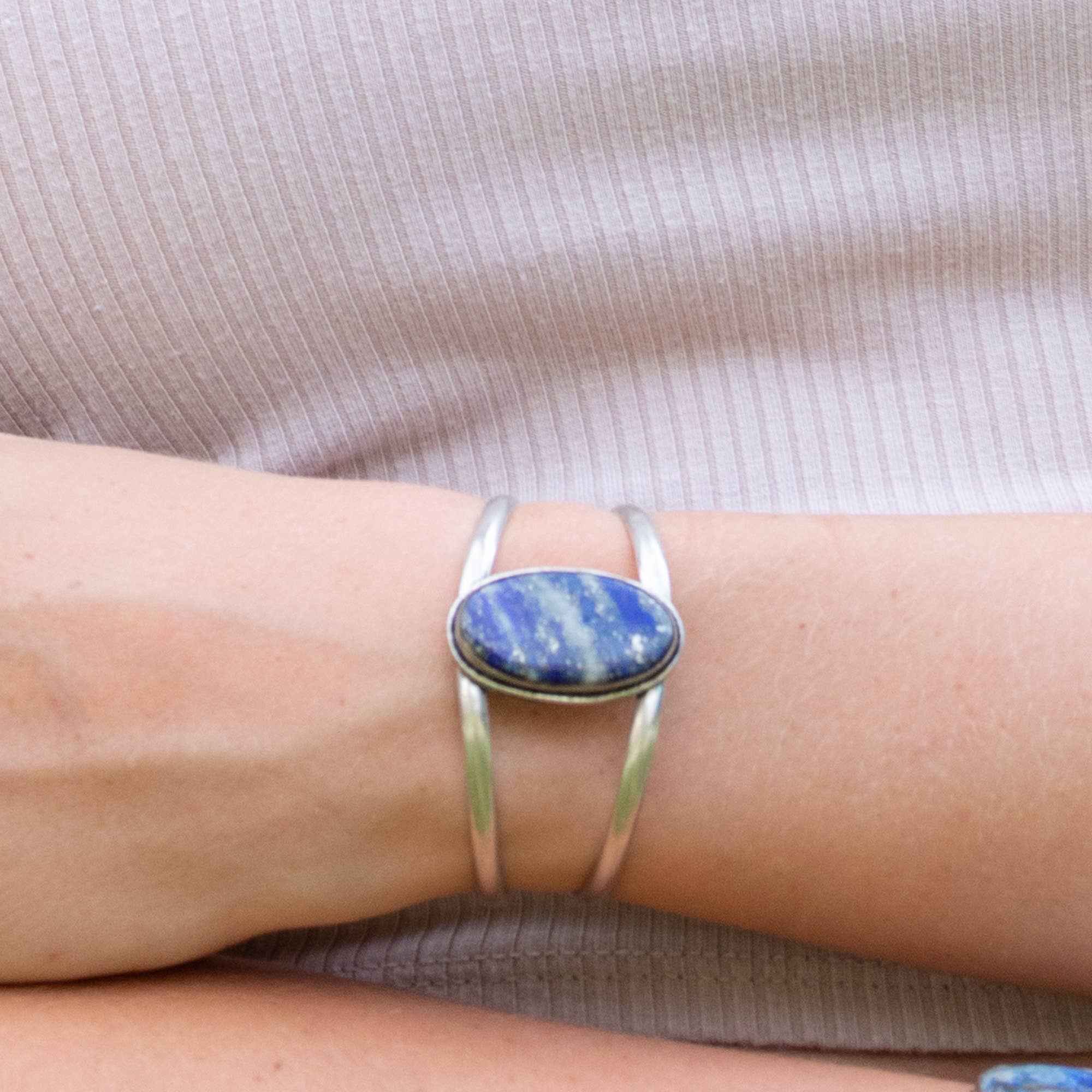Kashi Semiprecious Stone Cuff Bracelet - Lapis