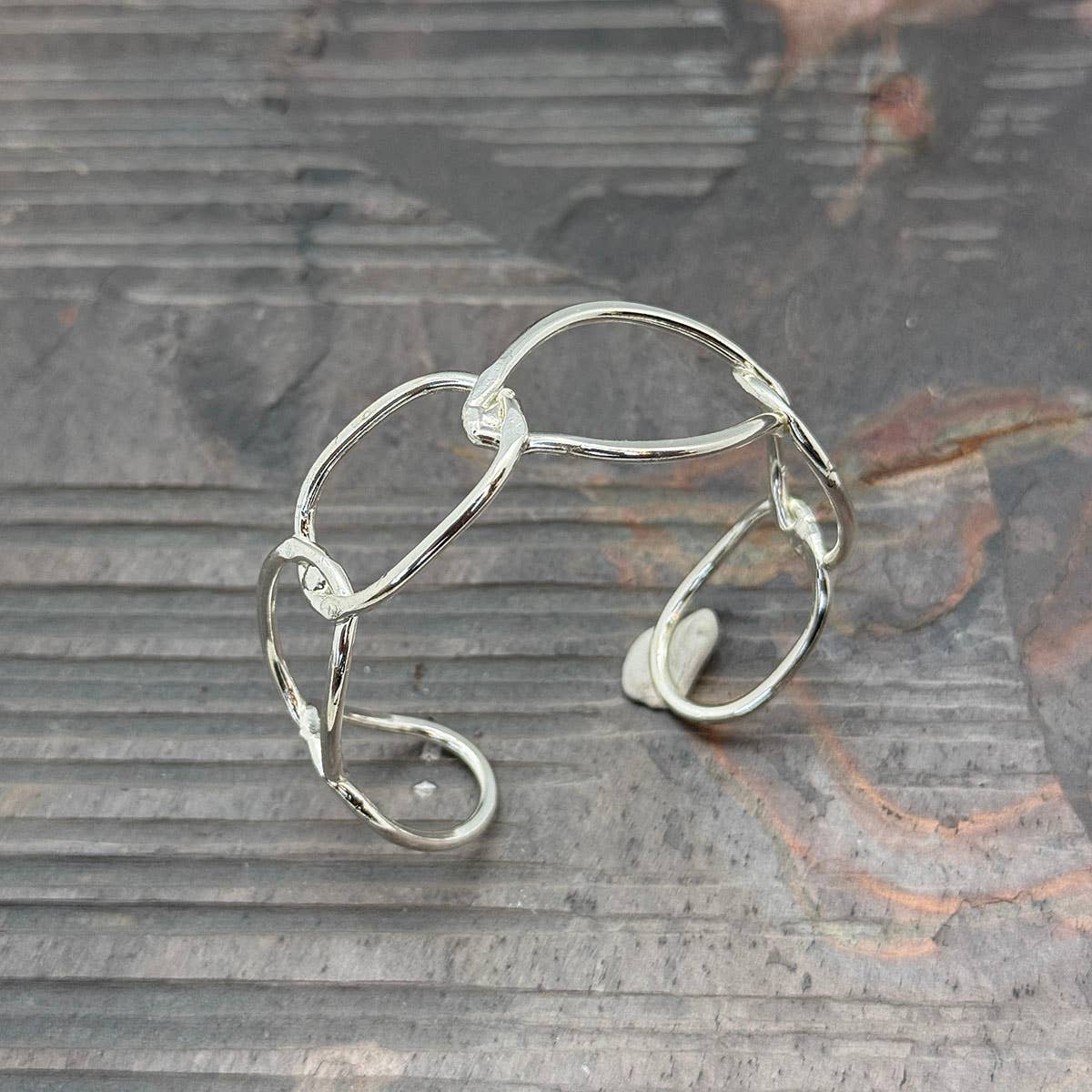 Handcrafted Organic Loop Silver Cuff Bracelet