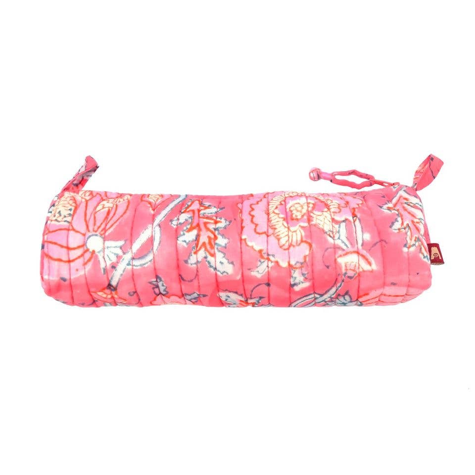 Peony Bloom Makeup Brush Bag - Block Printed Organic Cotton