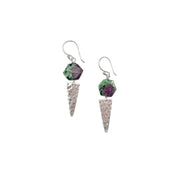Akriti Silver and Medium Faceted Ruby Ziosite Earrings