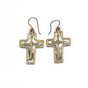 Mixed Metal Earrings - stainless steel and brass