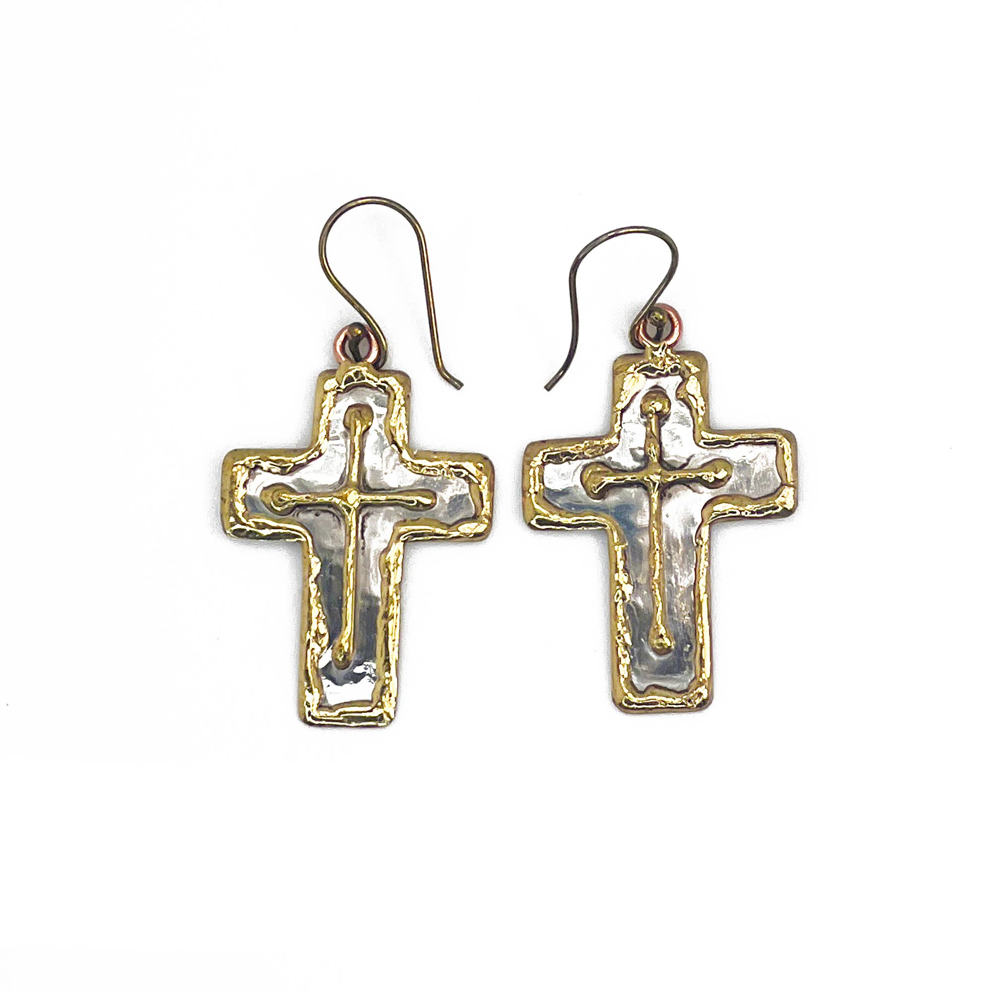 Mixed Metal Earrings - stainless steel and brass