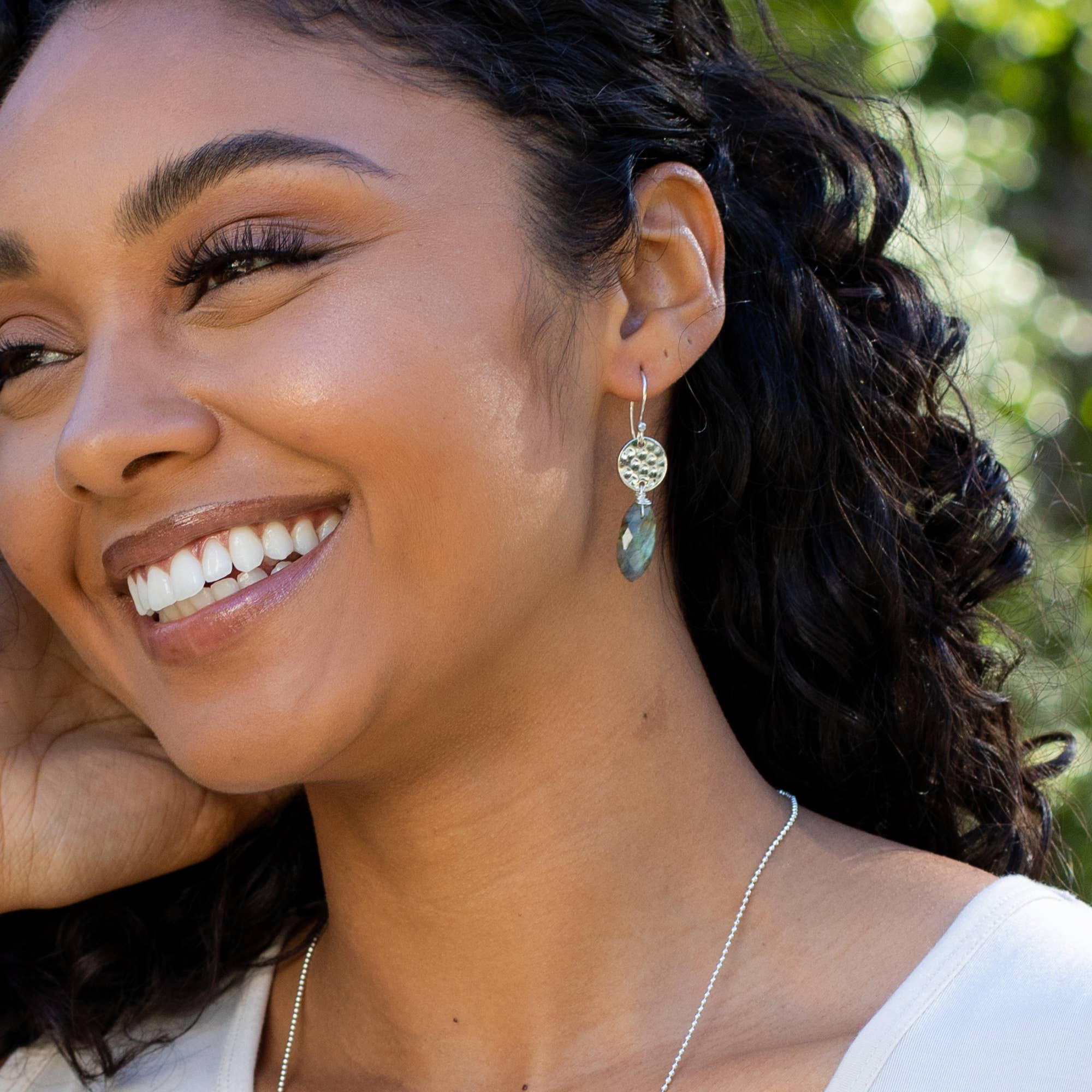 Akriti Silver and Large Faceted Labradorite Earrings