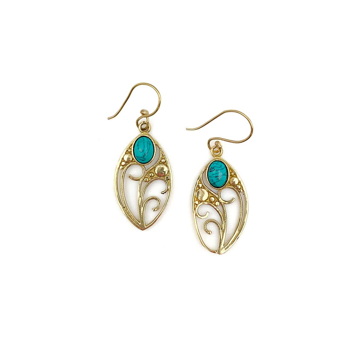 Tanvi Gold-Plated and Turquoise Earrings - Marquise
