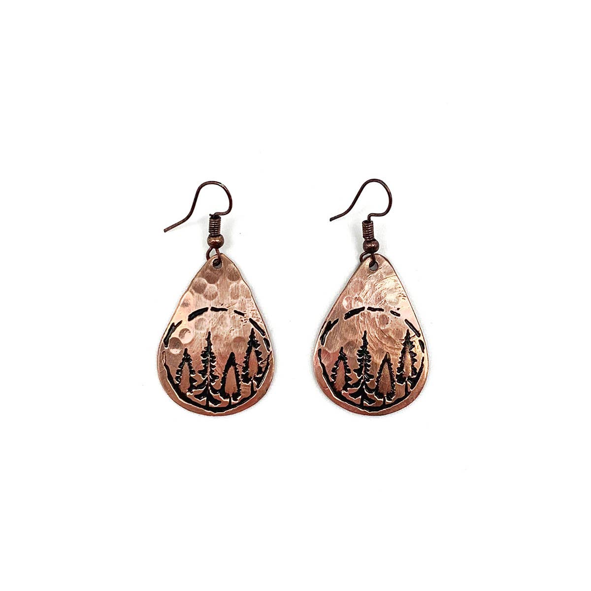 Woodland Trees Copper Engraved Earrings