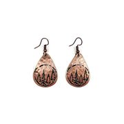 Woodland Trees Copper Engraved Earrings
