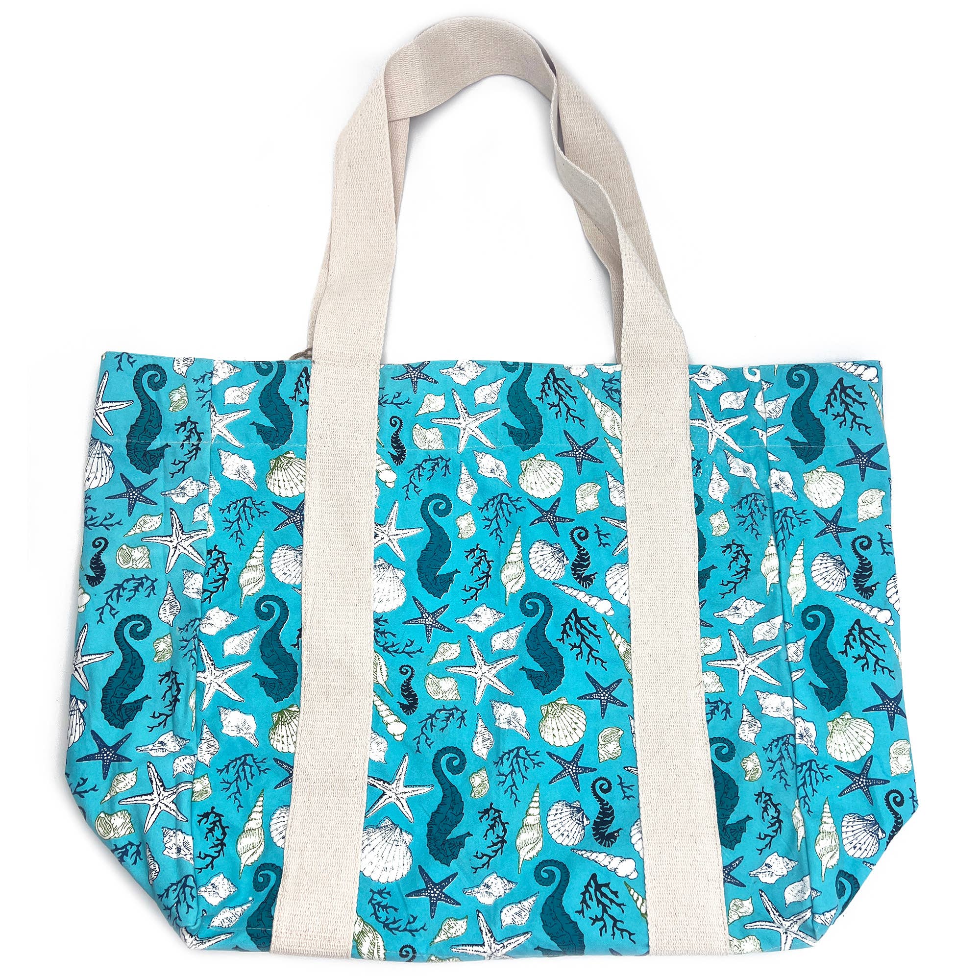 Handcrafted Canvas Bag with Block-Printed Seabed Treasures