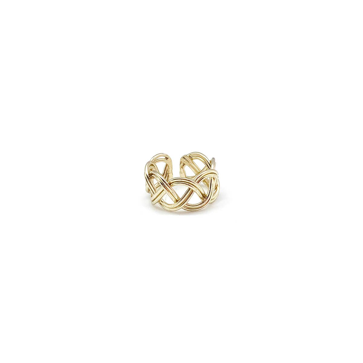 Gold Plated Adjustable Ring - Loose Braided Wires