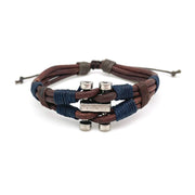 Aadi Brown Leather Wrapped Metal Pull Tie Bracelet